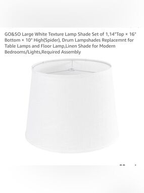 GO&SO Large White Texture Lamp Shade 14"Top × 16" Bottom × 10" High(Spider